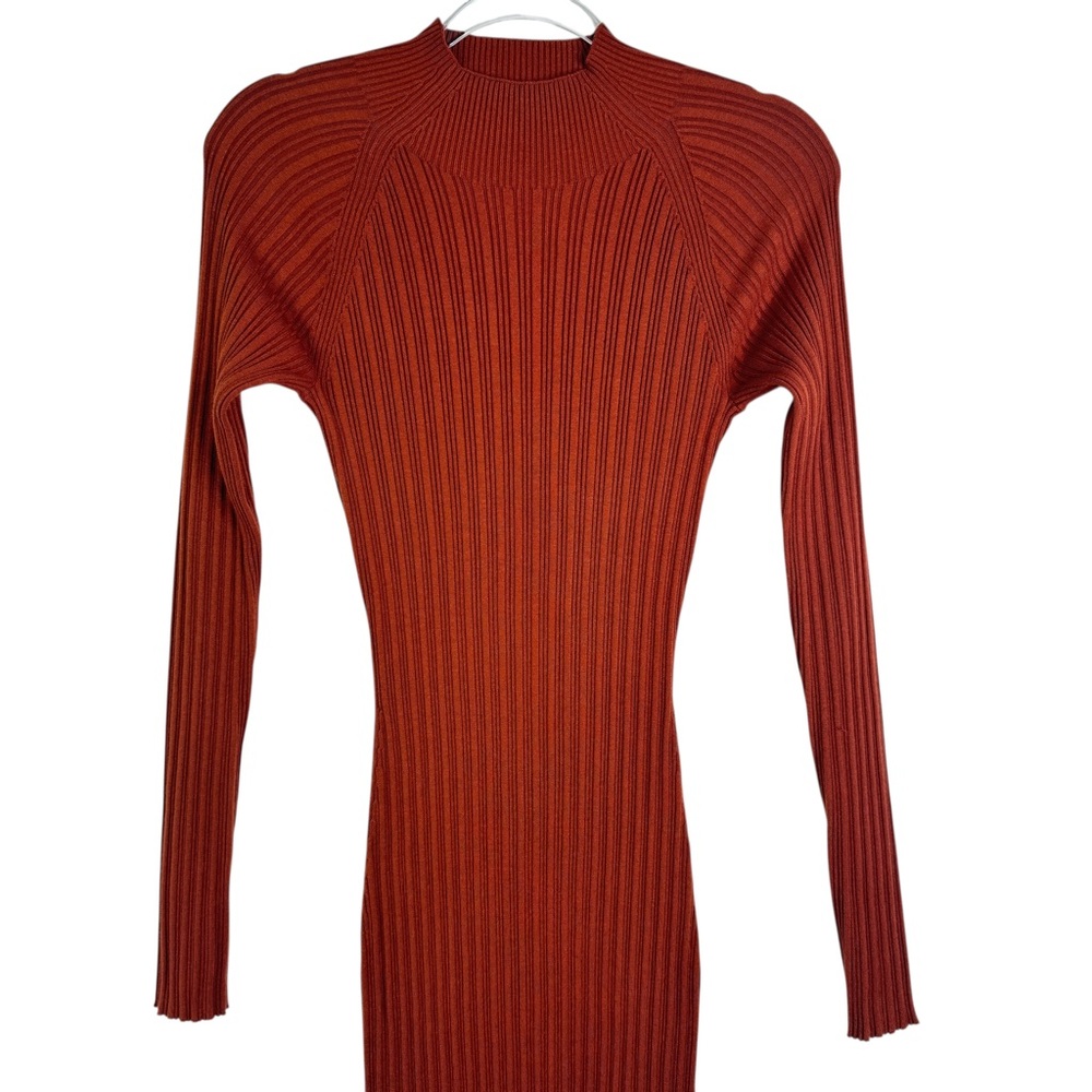 Aritzia Wilfred Alchemy Dress Orange Rust Long Sleeve Bodycon Dress Size Medium - Picture 4 of 16
